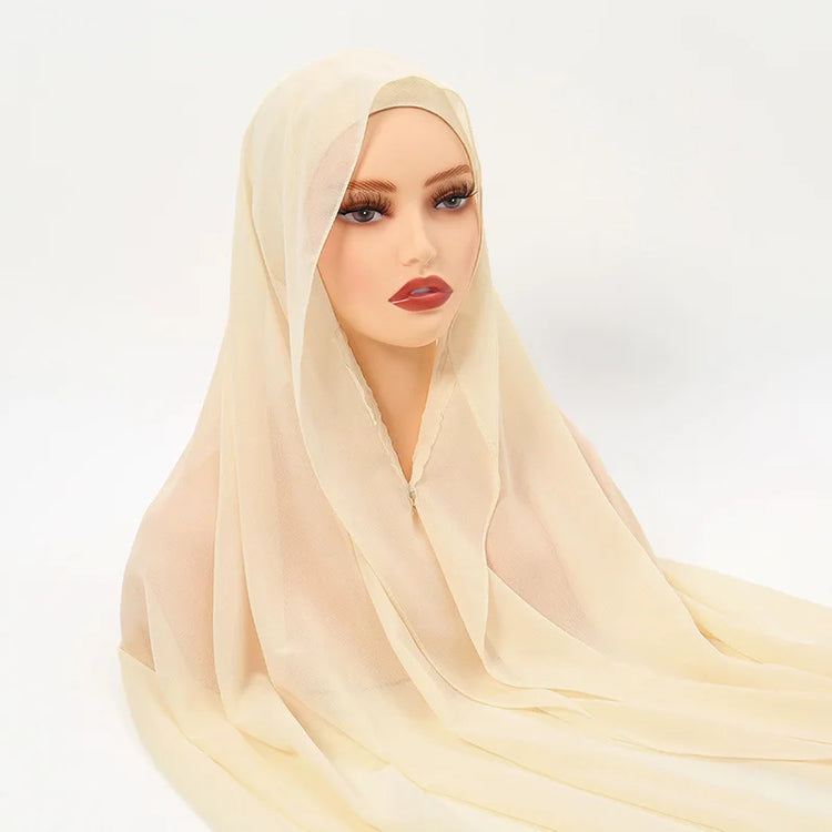 Newest Instant Chiffon Hijab with Magnetic Buckle Solid Color Woman Muslim Hijab Scarf Islamic Turban Fashion Headband Shawls - Lena & Miles Exquisite Boutique LLC.