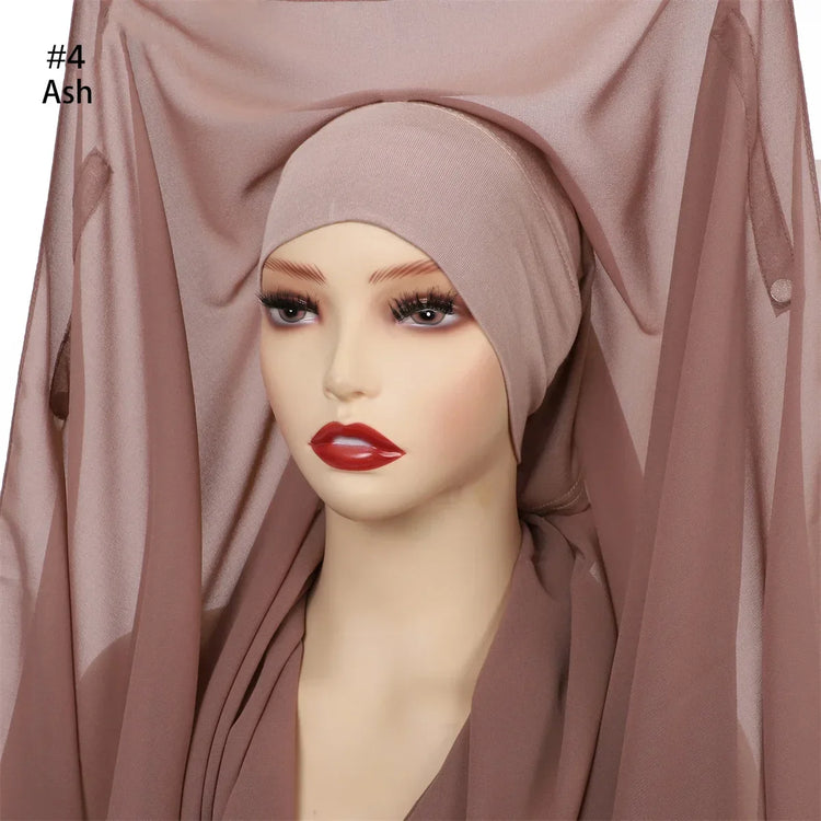 Newest Instant Chiffon Hijab with Magnetic Buckle Solid Color Woman Muslim Hijab Scarf Islamic Turban Fashion Headband Shawls - Lena & Miles Exquisite Boutique LLC.