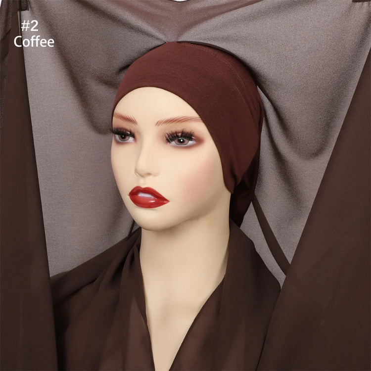 Newest Instant Chiffon Hijab with Magnetic Buckle Solid Color Woman Muslim Hijab Scarf Islamic Turban Fashion Headband Shawls - Lena & Miles Exquisite Boutique LLC.