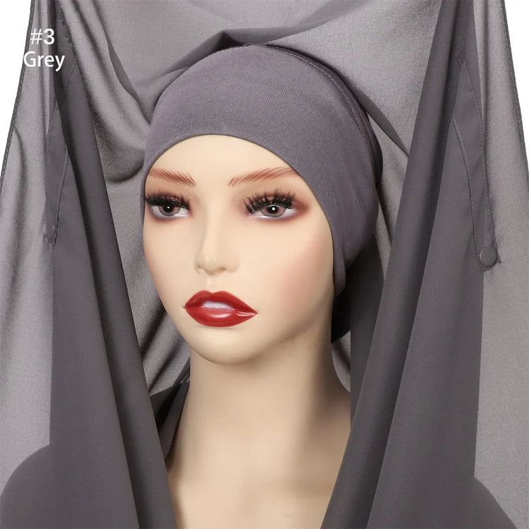 Newest Instant Chiffon Hijab with Magnetic Buckle Solid Color Woman Muslim Hijab Scarf Islamic Turban Fashion Headband Shawls - Lena & Miles Exquisite Boutique LLC.