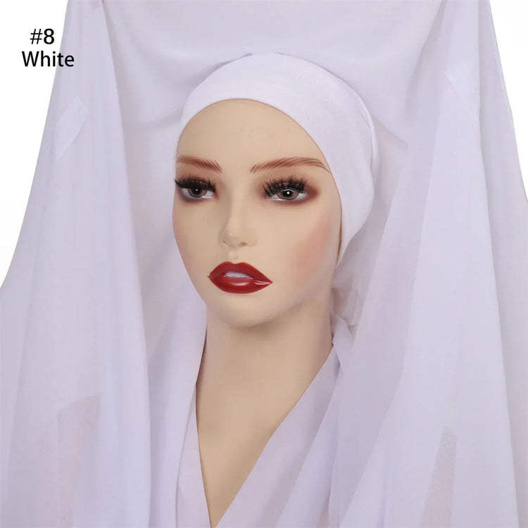 Newest Instant Chiffon Hijab with Magnetic Buckle Solid Color Woman Muslim Hijab Scarf Islamic Turban Fashion Headband Shawls - Lena & Miles Exquisite Boutique LLC.