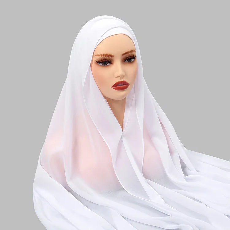 Newest Instant Chiffon Hijab with Magnetic Buckle Solid Color Woman Muslim Hijab Scarf Islamic Turban Fashion Headband Shawls - Lena & Miles Exquisite Boutique LLC.
