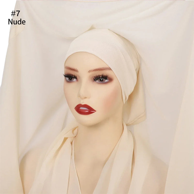 Newest Instant Chiffon Hijab with Magnetic Buckle Solid Color Woman Muslim Hijab Scarf Islamic Turban Fashion Headband Shawls - Lena & Miles Exquisite Boutique LLC.