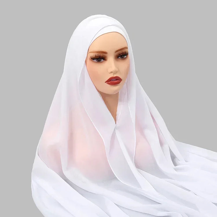 Newest Instant Chiffon Hijab with Magnetic Buckle Solid Color Woman Muslim Hijab Scarf Islamic Turban Fashion Headband Shawls - Lena & Miles Exquisite Boutique LLC.