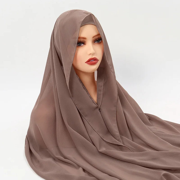 Newest Instant Chiffon Hijab with Magnetic Buckle Solid Color Woman Muslim Hijab Scarf Islamic Turban Fashion Headband Shawls - Lena & Miles Exquisite Boutique LLC.