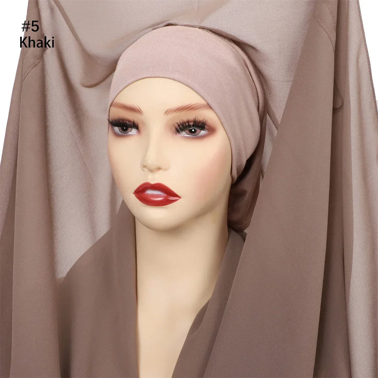 Newest Instant Chiffon Hijab with Magnetic Buckle Solid Color Woman Muslim Hijab Scarf Islamic Turban Fashion Headband Shawls - Lena & Miles Exquisite Boutique LLC.