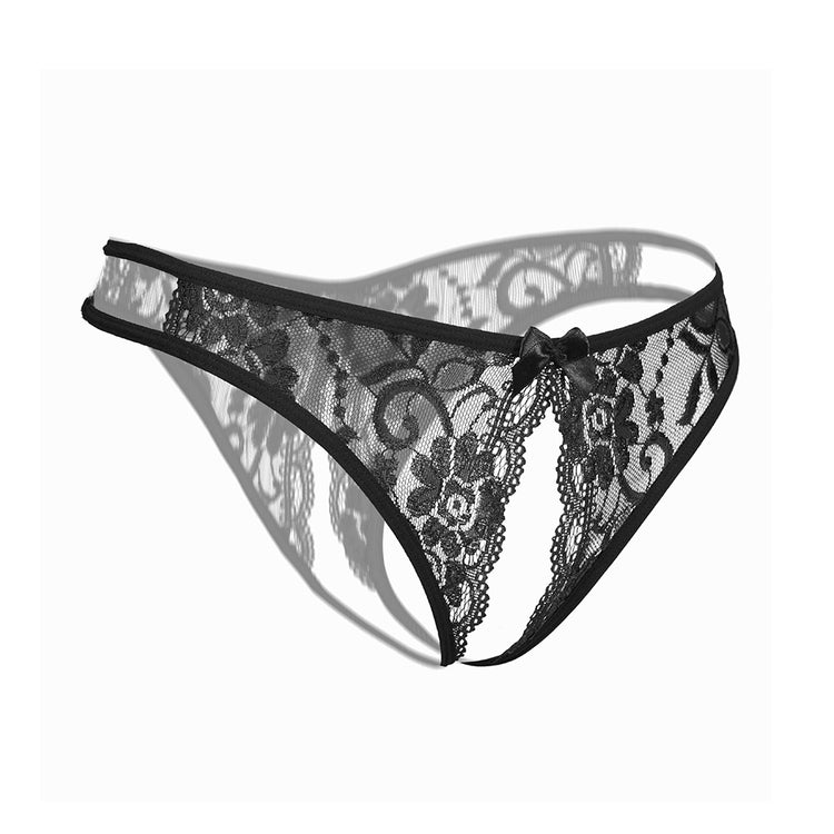 1/6 pcs Exquisite Floral Lace Mesh Thongs - Hollow Out Open Crotch Design, Breathable, Comfortable, Sexy Women&