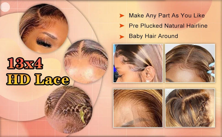 220% 16Inch Highlight Ombre Bob Wigs 13X6 Straight Hd Lace Frontal Glueless Front Short Bob Wig Colored Human Hair Ready to Wear - Lena & Miles Exquisite Boutique LLC.