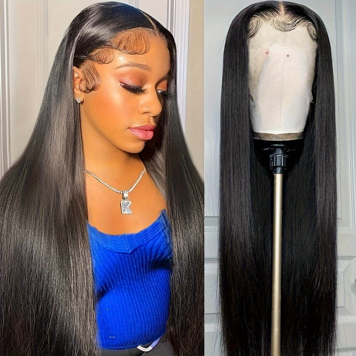 13x4 Straight HD Transparent Lace Front Wigs Human Hair 150% Density Glueless Brazilian Virgin Human Hair Lace Frontal Wigs For Women Pre Plucked With Baby Hair Natural Hairline 28 30 32 34 Inches Straight Lace Frontal Wigs N - Lena & Miles Exquisite Boutique LLC.