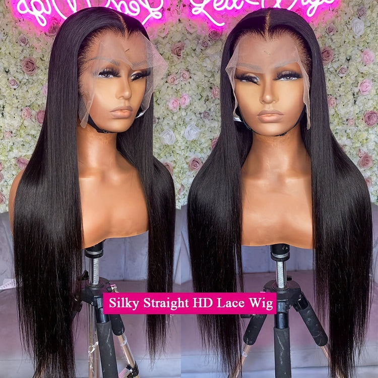 13x4 Straight HD Transparent Lace Front Wigs Human Hair 150% Density Glueless Brazilian Virgin Human Hair Lace Frontal Wigs For Women Pre Plucked With Baby Hair Natural Hairline 28 30 32 34 Inches Straight Lace Frontal Wigs N - Lena & Miles Exquisite Boutique LLC.