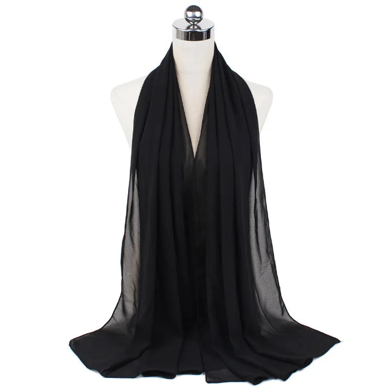 Women Muslim Chiffon Hijab Shawls Scarf Modal Cotton Jersey Hijabs Plain Soft For Woman Muslim Voile Head Wraps 70*180cm Islamic - Lena & Miles Exquisite Boutique LLC.