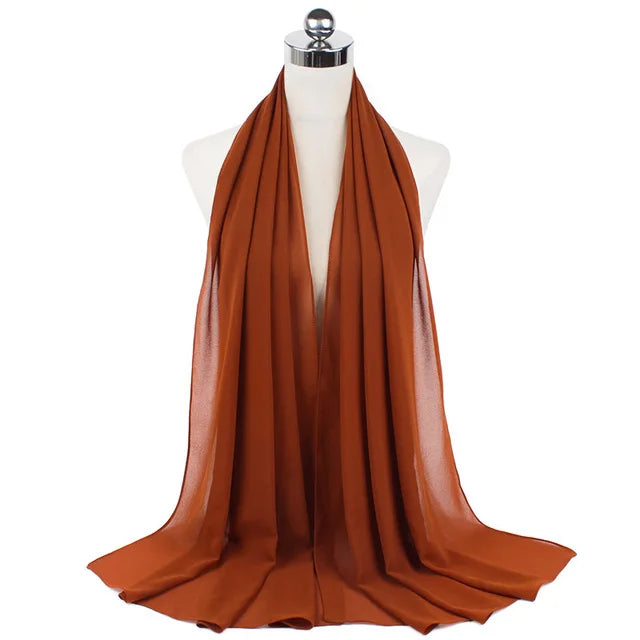 Women Muslim Chiffon Hijab Shawls Scarf Modal Cotton Jersey Hijabs Plain Soft For Woman Muslim Voile Head Wraps 70*180cm Islamic - Lena & Miles Exquisite Boutique LLC.