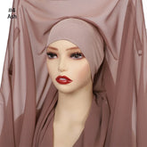 Newest Instant Chiffon Hijab with Magnetic Buckle Solid Color Woman Muslim Hijab Scarf Islamic Turban Fashion Headband Shawls - Lena & Miles Exquisite Boutique LLC.