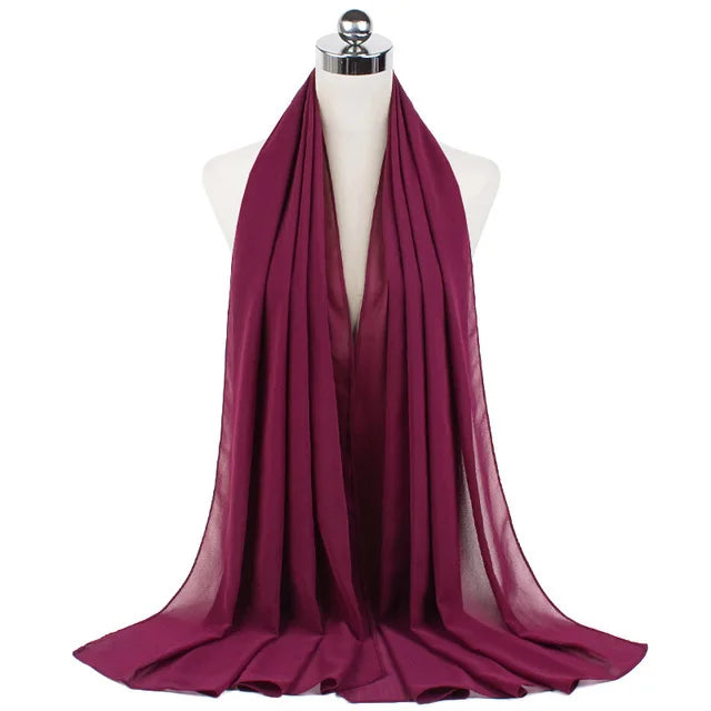 Women Muslim Chiffon Hijab Shawls Scarf Modal Cotton Jersey Hijabs Plain Soft For Woman Muslim Voile Head Wraps 70*180cm Islamic - Lena & Miles Exquisite Boutique LLC.