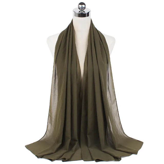 Women Muslim Chiffon Hijab Shawls Scarf Modal Cotton Jersey Hijabs Plain Soft For Woman Muslim Voile Head Wraps 70*180cm Islamic - Lena & Miles Exquisite Boutique LLC.