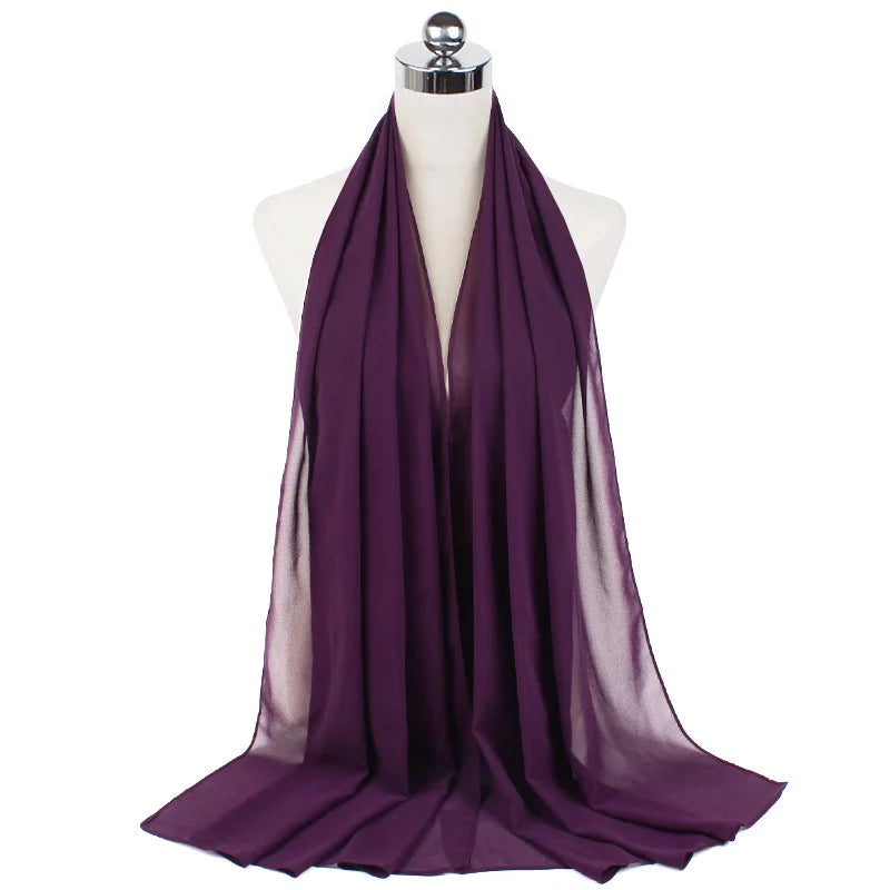 Women Muslim Chiffon Hijab Shawls Scarf Modal Cotton Jersey Hijabs Plain Soft For Woman Muslim Voile Head Wraps 70*180cm Islamic - Lena & Miles Exquisite Boutique LLC.