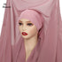 Newest Instant Chiffon Hijab with Magnetic Buckle Solid Color Woman Muslim Hijab Scarf Islamic Turban Fashion Headband Shawls - Lena & Miles Exquisite Boutique LLC.