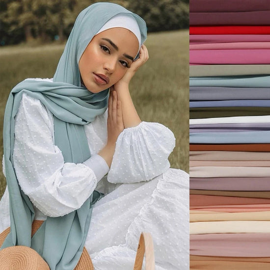 Women Muslim Chiffon Hijab Shawls Scarf Modal Cotton Jersey Hijabs Plain Soft For Woman Muslim Voile Head Wraps 70*180cm Islamic - Lena & Miles Exquisite Boutique LLC.