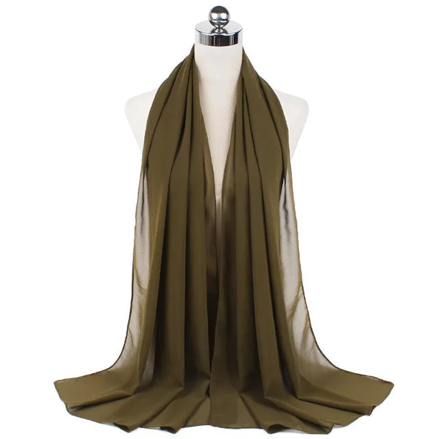Women Muslim Chiffon Hijab Shawls Scarf Modal Cotton Jersey Hijabs Plain Soft For Woman Muslim Voile Head Wraps 70*180cm Islamic - Lena & Miles Exquisite Boutique LLC.