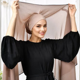 Newest Instant Chiffon Hijab with Magnetic Buckle Solid Color Woman Muslim Hijab Scarf Islamic Turban Fashion Headband Shawls - Lena & Miles Exquisite Boutique LLC.