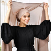 Newest Instant Chiffon Hijab with Magnetic Buckle Solid Color Woman Muslim Hijab Scarf Islamic Turban Fashion Headband Shawls - Lena & Miles Exquisite Boutique LLC.
