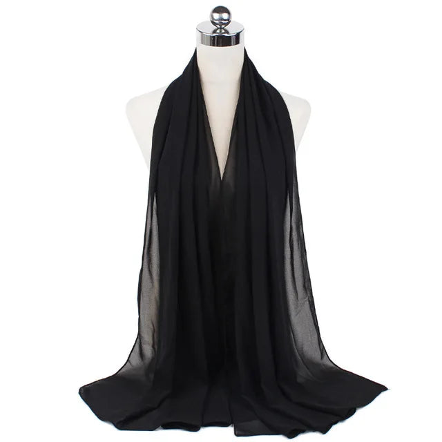 Women Muslim Chiffon Hijab Shawls Scarf Modal Cotton Jersey Hijabs Plain Soft For Woman Muslim Voile Head Wraps 70*180cm Islamic - Lena & Miles Exquisite Boutique LLC.