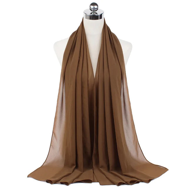 Women Muslim Chiffon Hijab Shawls Scarf Modal Cotton Jersey Hijabs Plain Soft For Woman Muslim Voile Head Wraps 70*180cm Islamic - Lena & Miles Exquisite Boutique LLC.