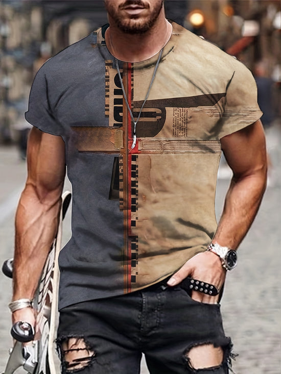 3D Retro Pattern Print, Men&