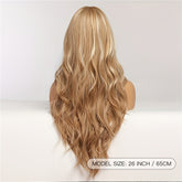 Highlight Blonde Long Body Wave Hair Wigs For Women 26 Inch Long Curly Wavy Hair Wigs Natural Looking Synthetic Fiber Hair Wigs - Lena & Miles Exquisite Boutique LLC.