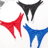 1/6 pcs Exquisite Floral Lace Mesh Thongs - Hollow Out Open Crotch Design, Breathable, Comfortable, Sexy Women&