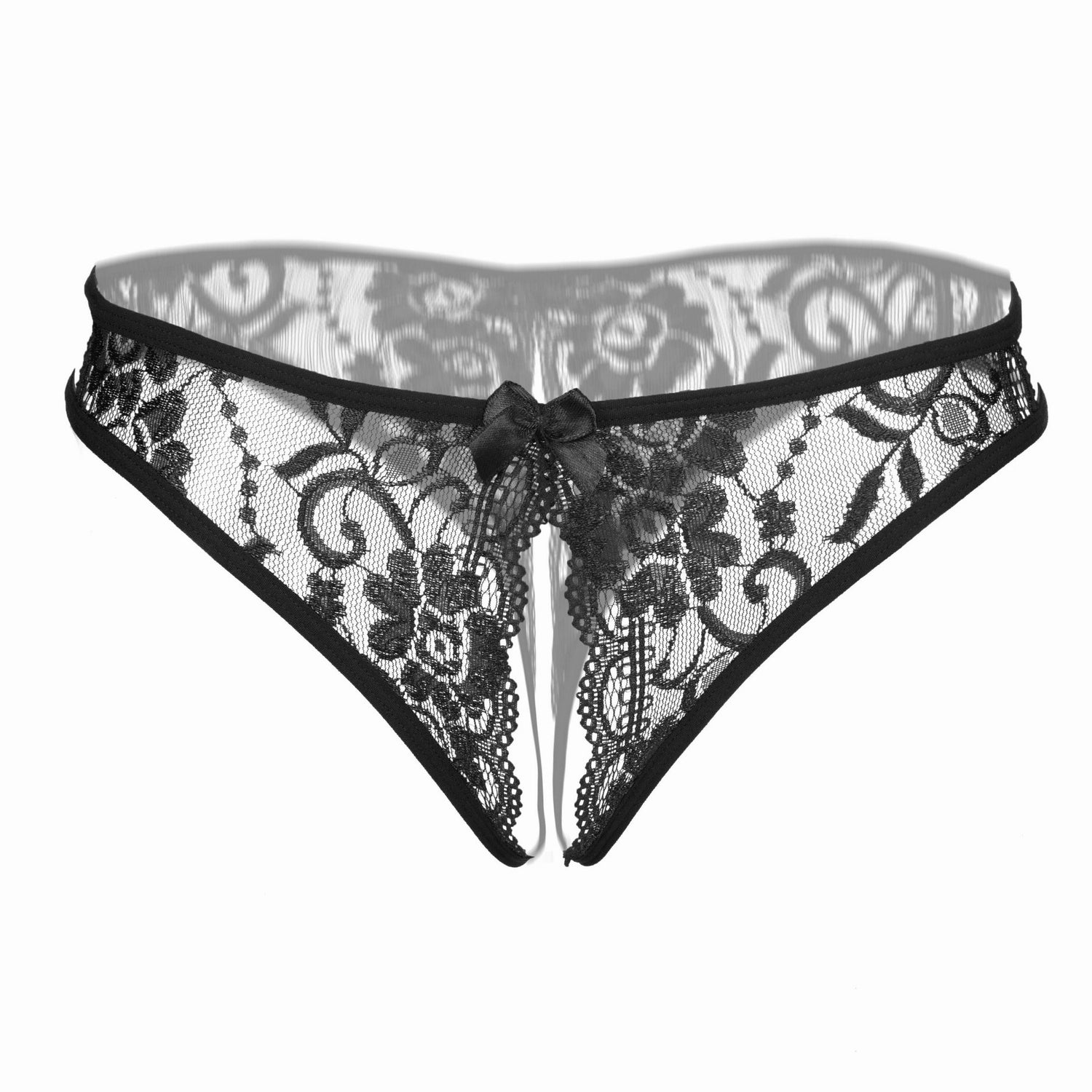 1/6 pcs Exquisite Floral Lace Mesh Thongs - Hollow Out Open Crotch Design, Breathable, Comfortable, Sexy Women&