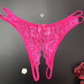 1/6 pcs Exquisite Floral Lace Mesh Thongs - Hollow Out Open Crotch Design, Breathable, Comfortable, Sexy Women&
